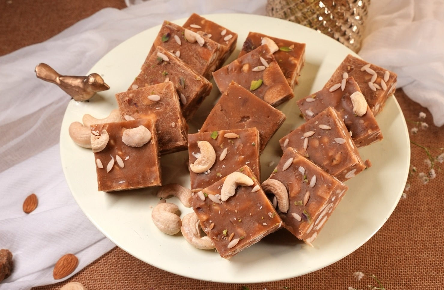 Karupatti Kaju Katli (Jaggery Cashew Cake)